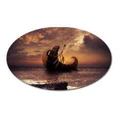 Steampunk Fractalscape, A Ship For All Destinations Oval Magnet