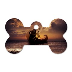 Steampunk Fractalscape, A Ship For All Destinations Dog Tag Bone (two Sides)