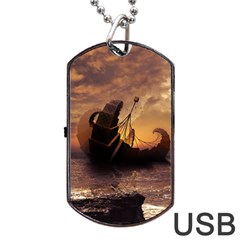 Steampunk Fractalscape, A Ship For All Destinations Dog Tag Usb Flash (two Sides)