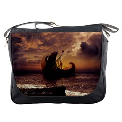 Steampunk Fractalscape, A Ship For All Destinations Messenger Bags by jayaprime