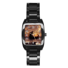 Steampunk Fractalscape, A Ship For All Destinations Stainless Steel Barrel Watch