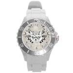 Wonderful Sugar Cat Skull Round Plastic Sport Watch (L) Front