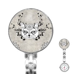 Wonderful Sugar Cat Skull Stainless Steel Nurses Watch