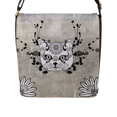 Wonderful Sugar Cat Skull Flap Messenger Bag (l)  by FantasyWorld7