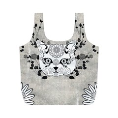 Wonderful Sugar Cat Skull Full Print Recycle Bags (m)  by FantasyWorld7