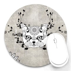 Wonderful Sugar Cat Skull Round Mousepads by FantasyWorld7