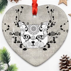 Wonderful Sugar Cat Skull Ornament (heart) by FantasyWorld7