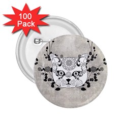 Wonderful Sugar Cat Skull 2 25  Buttons (100 Pack)  by FantasyWorld7