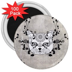 Wonderful Sugar Cat Skull 3  Magnets (100 Pack) by FantasyWorld7