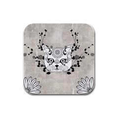 Wonderful Sugar Cat Skull Rubber Square Coaster (4 Pack)  by FantasyWorld7