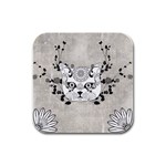 Wonderful Sugar Cat Skull Rubber Square Coaster (4 pack)  Front