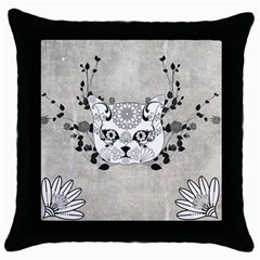 Wonderful Sugar Cat Skull Throw Pillow Case (black) by FantasyWorld7