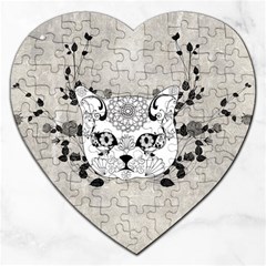 Wonderful Sugar Cat Skull Jigsaw Puzzle (heart) by FantasyWorld7