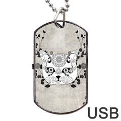 Wonderful Sugar Cat Skull Dog Tag Usb Flash (one Side) by FantasyWorld7