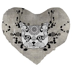 Wonderful Sugar Cat Skull Large 19  Premium Heart Shape Cushions by FantasyWorld7