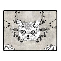 Wonderful Sugar Cat Skull Double Sided Fleece Blanket (small)  by FantasyWorld7