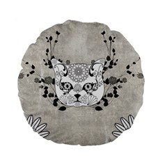 Wonderful Sugar Cat Skull Standard 15  Premium Flano Round Cushions by FantasyWorld7