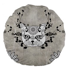 Wonderful Sugar Cat Skull Large 18  Premium Flano Round Cushions by FantasyWorld7