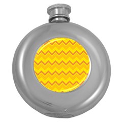 Zigzag (orange And Yellow) Round Hip Flask (5 Oz) by berwies