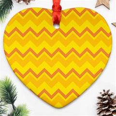 Zigzag (orange And Yellow) Heart Ornament (two Sides)