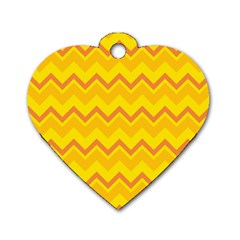 Zigzag (orange And Yellow) Dog Tag Heart (two Sides) by berwies