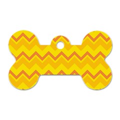 Zigzag (orange And Yellow) Dog Tag Bone (two Sides)