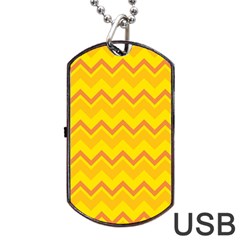 Zigzag (orange And Yellow) Dog Tag Usb Flash (one Side) by berwies