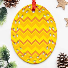 Zigzag (orange And Yellow) Oval Filigree Ornament (two Sides)