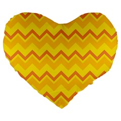 Zigzag (orange And Yellow) Large 19  Premium Heart Shape Cushions by berwies