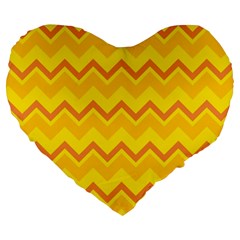 Zigzag (orange And Yellow) Large 19  Premium Flano Heart Shape Cushions by berwies