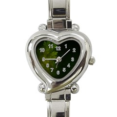 Beautiful Fractal Pines In The Misty Spring Night Heart Italian Charm Watch by jayaprime