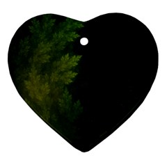 Beautiful Fractal Pines In The Misty Spring Night Heart Ornament (two Sides) by jayaprime