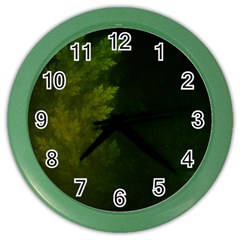 Beautiful Fractal Pines In The Misty Spring Night Color Wall Clocks by jayaprime