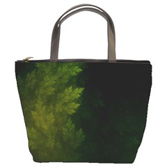 Beautiful Fractal Pines In The Misty Spring Night Bucket Bags by jayaprime