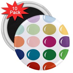 Brights Pastels Bubble Balloon Color Rainbow 3  Magnets (10 Pack) 