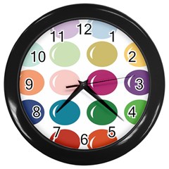 Brights Pastels Bubble Balloon Color Rainbow Wall Clocks (black) by Mariart