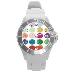 Brights Pastels Bubble Balloon Color Rainbow Round Plastic Sport Watch (l) by Mariart