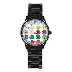 Brights Pastels Bubble Balloon Color Rainbow Stainless Steel Round Watch