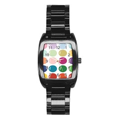 Brights Pastels Bubble Balloon Color Rainbow Stainless Steel Barrel Watch