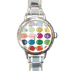 Brights Pastels Bubble Balloon Color Rainbow Round Italian Charm Watch