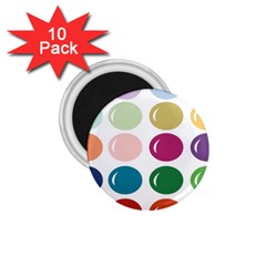 Brights Pastels Bubble Balloon Color Rainbow 1 75  Magnets (10 Pack) 