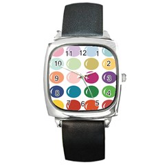 Brights Pastels Bubble Balloon Color Rainbow Square Metal Watch by Mariart