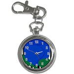 Blue Flower Leaf Black White Striped Rose Key Chain Watches Front