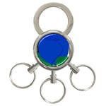 Blue Flower Leaf Black White Striped Rose 3-Ring Key Chains Front