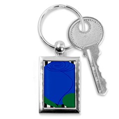 Blue Flower Leaf Black White Striped Rose Key Chains (rectangle)  by Mariart