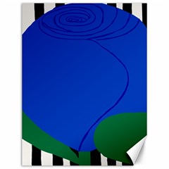 Blue Flower Leaf Black White Striped Rose Canvas 12  X 16  