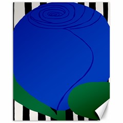 Blue Flower Leaf Black White Striped Rose Canvas 16  X 20  