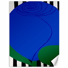 Blue Flower Leaf Black White Striped Rose Canvas 36  X 48   by Mariart