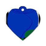 Blue Flower Leaf Black White Striped Rose Dog Tag Heart (Two Sides) Front