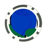 Blue Flower Leaf Black White Striped Rose Poker Chip Card Guard Front